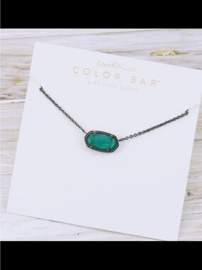 Kendra Scott Elisa Simulated Cat's Eye Green Necklace Gunmetal Tone